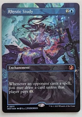 Rhystic Study - MTG : Anime Borderless #0071 / Wilds Of Eldraine / MINT • $72