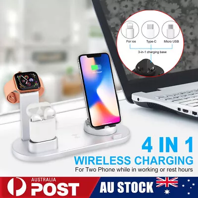 Wireless Charger Dock Charging Station 3 In 1 For Apple Watch IPhone 13 12 11 XS • $22.99
