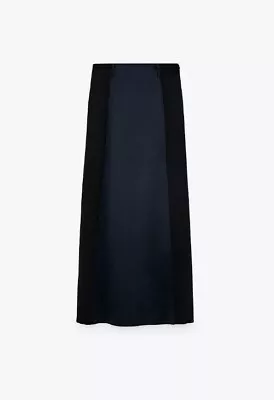 Zara High Waisted Midi Skirt Colour Block Pencil Work S BN Holly Willoughby  • £19.69