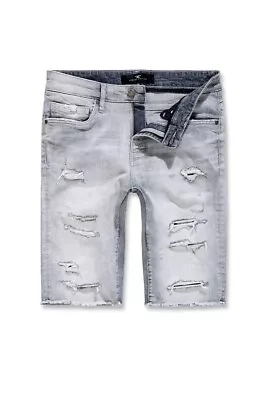 Jordan Craig Mens Arlington Denim Shorts Cool Arctic Wolf Grey Retro J3199s Rips • $24.99