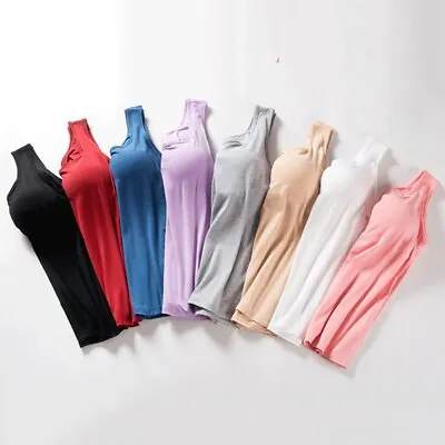 £8.83 • Buy Women's Camisole With Built In Shelf Bra Adjustable Strap Vest Tank Tops Comfort