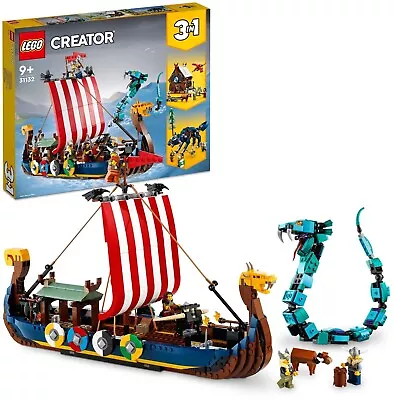 £8.64 • Buy 82767919 LEGO® Construction Tiles Viking Ship With Midgard Snake 31132