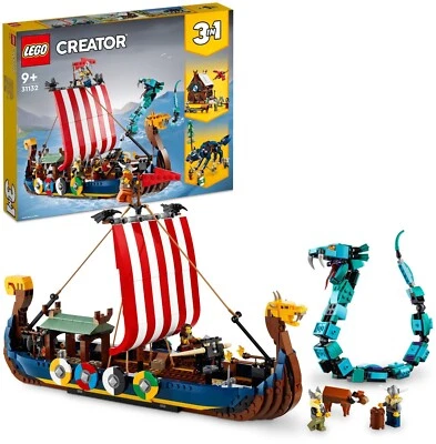 £8.64 • Buy 82767919 LEGO® Construction Tiles Viking Ship With Midgard Snake 31132