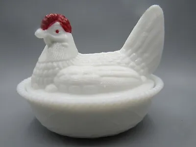 Vintage Westmoreland Milk Glass Hen On Nest With Eggs Dish • $25.60