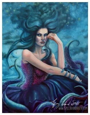 ORIGINAL Oil Painting Mermaid Tentacle Woman Ocean Sea Fantasy Siren Art Blue • $500