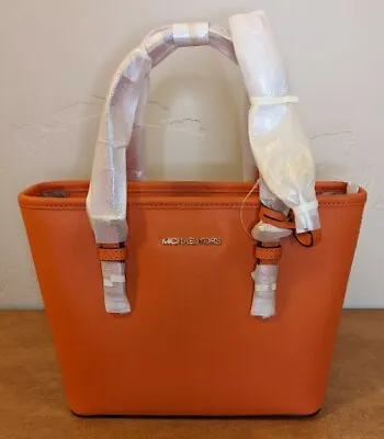 Michael Kors - Jet Set Travel Extra-Small Logo Top-Zip Tote Bag Orange • $190