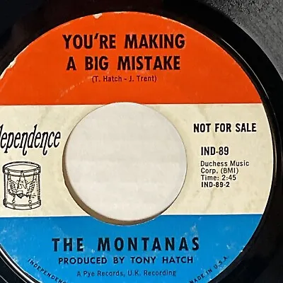 Montanas - You're Making A Big Mistake / Run To Me - Rock 45 1968 Independence • $14.99