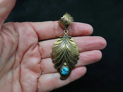 Vintage Navago  AHASTEEN-OK GOLD  Earrings Cuff W/Natural Turquoise • $22.49