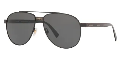 Versace VE2209 100987 Sunglasses Black Frame Dark Grey 58mm Lens • $98.99