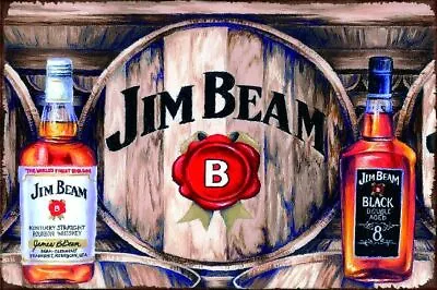 Jim Beam Whiskey Metal Tin Sign Garage Rustic Man Cave Poster  Bar Wall Décor 9 • $90