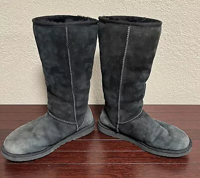 UGG #5815 Australia Classic Tall Black Suede Warm Winter Boots Womens Shoes 10W • $30