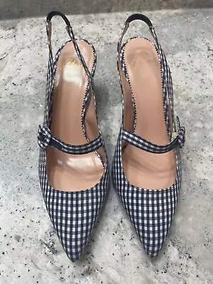 J Crew Gingham Pumps Slingbacks Never Worn • $36.99