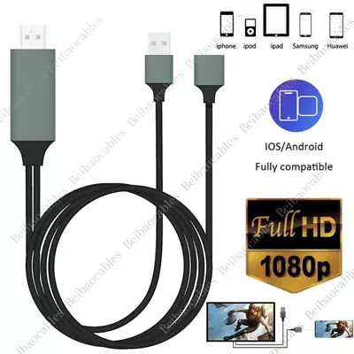 1080P HDMI Mirroring USB Cable Phone To TV Adapter For IPhone Samsung Android • $11.69