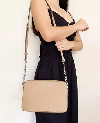 Michael Kors Jet Set East West Large Crossbody Leather PVC Canvas Signature MK • $75