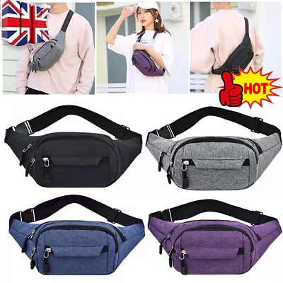 Waist Bum Bag Men Women Fanny Pack Holiday Travel Money Belt Pouch Wallet Unisex • £3.79