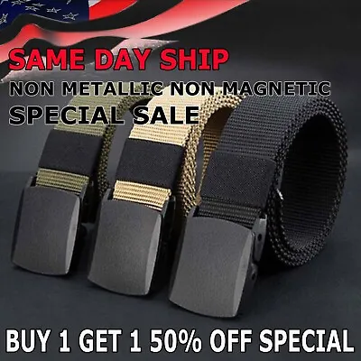 Men's Plastic Cam Buckle Nylon Canvas Tactical Waistband Webbing Military Belt • $4.95