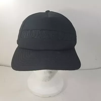 Quicksilver Mesh Trucker Snapback Baseball Hat Cap One Size Fits Most All Black • $19.99