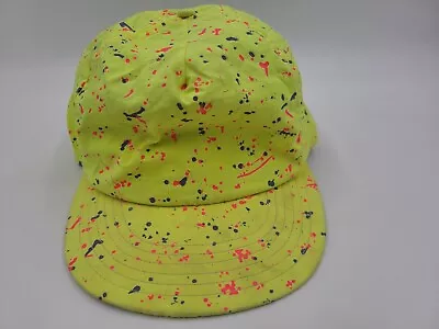 Vintage Paint Splatter Neon Yellow Snapback Hat Cap Dad Mom Men Women Made USA • $6.49