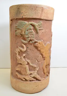 MAYAN VESSEL Pottery Pre-Columbian? Sculpted Relief Quetzalcoatl Antiquity • $499.99