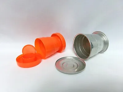 Lot/2 – Retro MCM Vintage Aluminum & Plastic Collapsible Travel Drinking Cups • $8.95