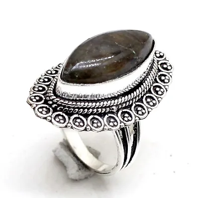 925 Sterling Silver Labradorite Gemstone Jewelry Vintage Ring (US) Size-8.50  • $19.99