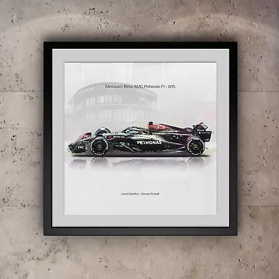 Mercedes F1 Poster | W15 Side | Lewis Hamilton | George Russell | Print-Wall Art • £9.99