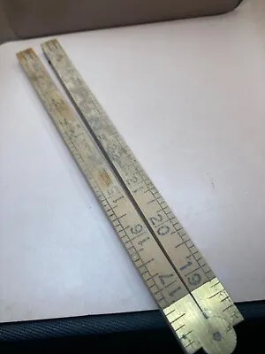 Vintage LUFKIN X46 72  RED END Folding Wood Ruler W/Brass Extension. VERY NICE! • $1