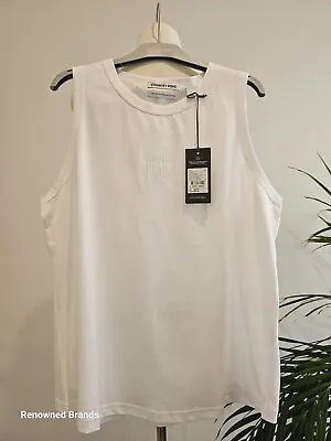 $28 • Buy Country Road White Cotton Embroidered Logo Tank Size Lge, Xl  Bnwt Rrp $59