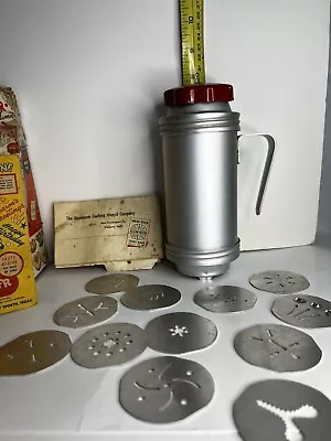 Vintage Wear-Ever Aluminum Cookie Press No 3358 W/ 12 Cookie Plates Instructions • $9.99