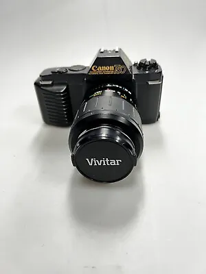 Canon T50 35mm SLR Film Camera W/ Vivitar 100mm Macro 1:3.5 TESTED & WORKING • $79.99