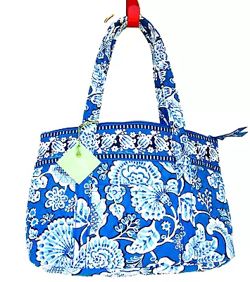 Vera Bradley BETSY Zip QUILTED Tote Bag Purse RETIRED Blue Lagoon Floral Pattern • $48