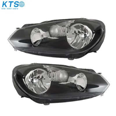 Pair Headlight For 2010-2014 Volkswagen Golf/Jetta Sportwagen(MK6) Black Housing • $136.79