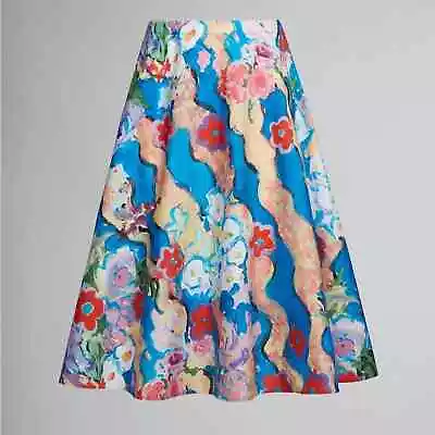 Marni $695 Multicolor Painterly Printed A-Line Poplin Skirt Size IT 36 Or XS • $198