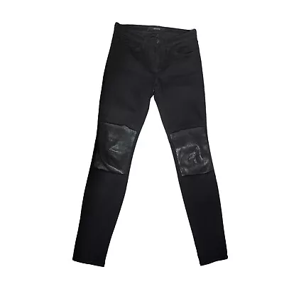 J Brand Vicious Skinny Jeans Womens Size 27 Black Lamb Leather Panels Stretch • $19.95