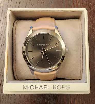 New Michael Kors Runway Stainless Steel Leather Strap Men's Watch  MK8619 • $107.99