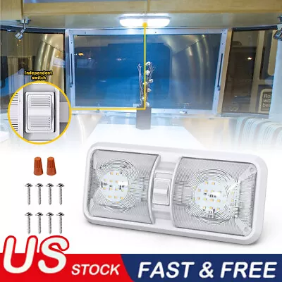 New RV LED 12v Double Dome Light Ceiling Fixture Camper Trailer Marine Motorhome • $13.99