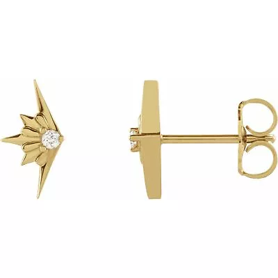 14k Yellow Gold .03 CTW Natural Diamond Starburst Stud Earrings Gift For Women • $352.49