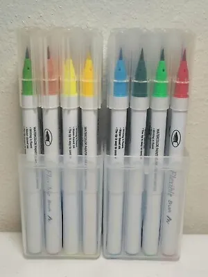 $12 • Buy Watercolor Flexible Brush Tip Markers 24 Pcs Pen Set + Plastic Holders 