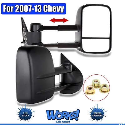 Manual Tow Mirrors For 2007-13 Chevy Silverado 1500 2500 3500HD Pair • $63.49