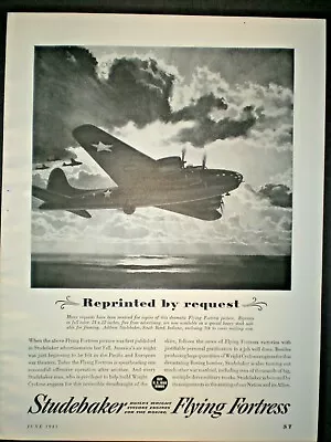 1943 FLYING FORTRESS OVER OCEAN WWII Vintage STUDEBAKER Trade Print Ad • $9.99