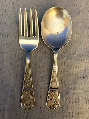 Antique Sterling Silver Rogers Baby Fork & Spoon Nursery Rhymes  • $175