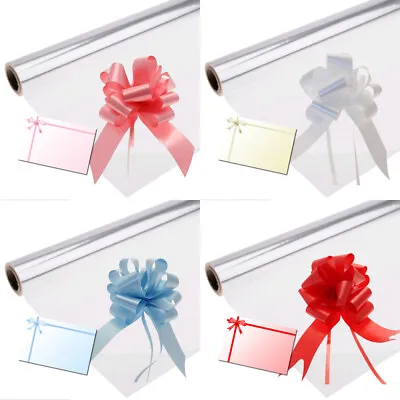 Clear Cellophane Hamper Gift Wrap Birthday Mothers Day + Pull Bow & Bow Card • £3.99