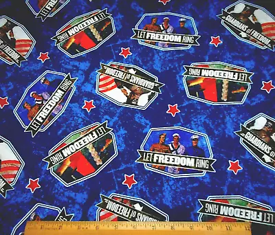 Military Fabric By Yard SALE Patriotic Toss Soldiers Stars Blue Premium Cotton • $6.79