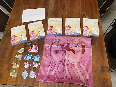 MY LITTLE PONY 5 Birthday Cards W/ Envelopes Stickers A Pin& A Pillow Case New • £33.26