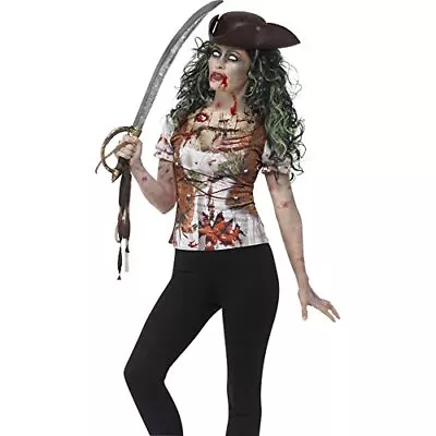 Smiffys Zombie Pirate Wench T-Shirt Small (UK 8-10) Green (US IMPORT) • $22.78