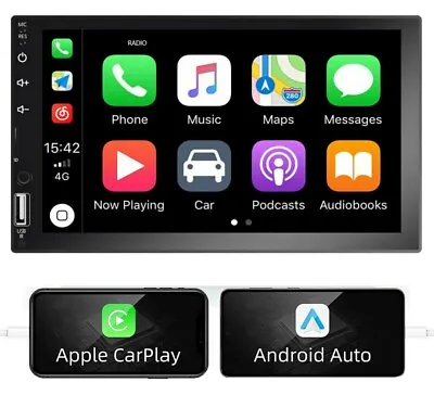 Double 2Din Car Stereo Radio Apple/Android Car Play Bluetooth 7  Touch Screen FM • £28.98