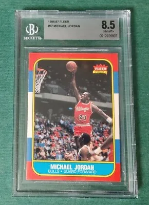 1986-87 Michael Jordan Fleer ROOKIE #57 RC Beckett 8.5 NM-MINT+ ICONIC CARD BVG • $6250