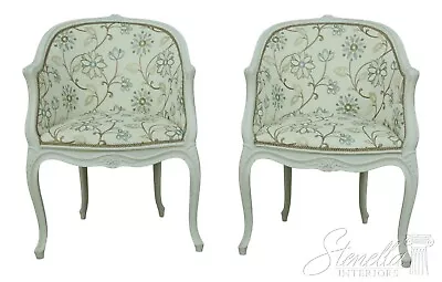 56810EC: Pair Embroidered Stitched French Style Chairs ~ NEW • $1595