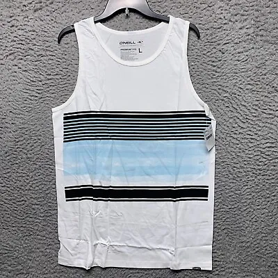 Oneill T Shirt Mens Large White Striped Sleeveless Pullover • $10.99
