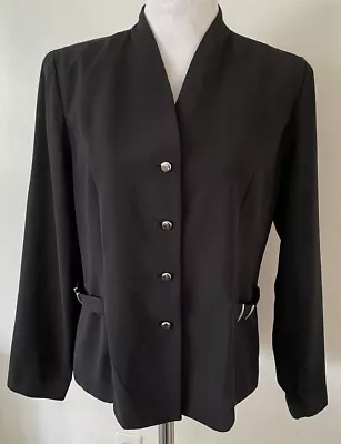 Amanda Smith Black Jacket With Faux Belt Unlined Women’s Size 10 • $12